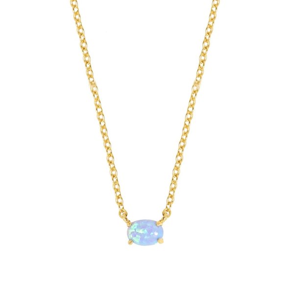♥️ Blue Opal 18k Gold Plated Necklace - Picture 2 of 7